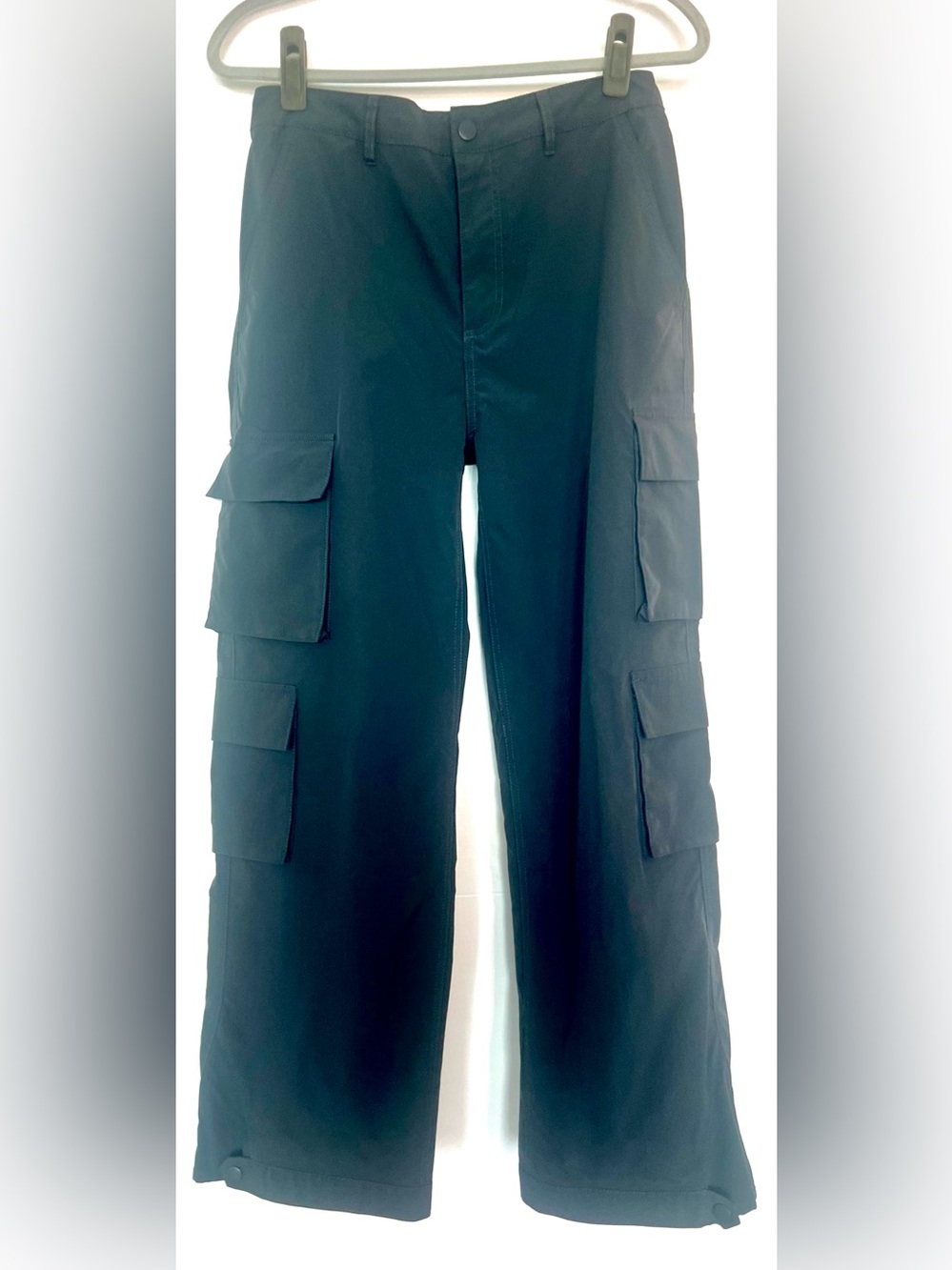 Mimi & Dottie Charcoal Utility Cargo Pants Wide Leg Size Large Worn Twice